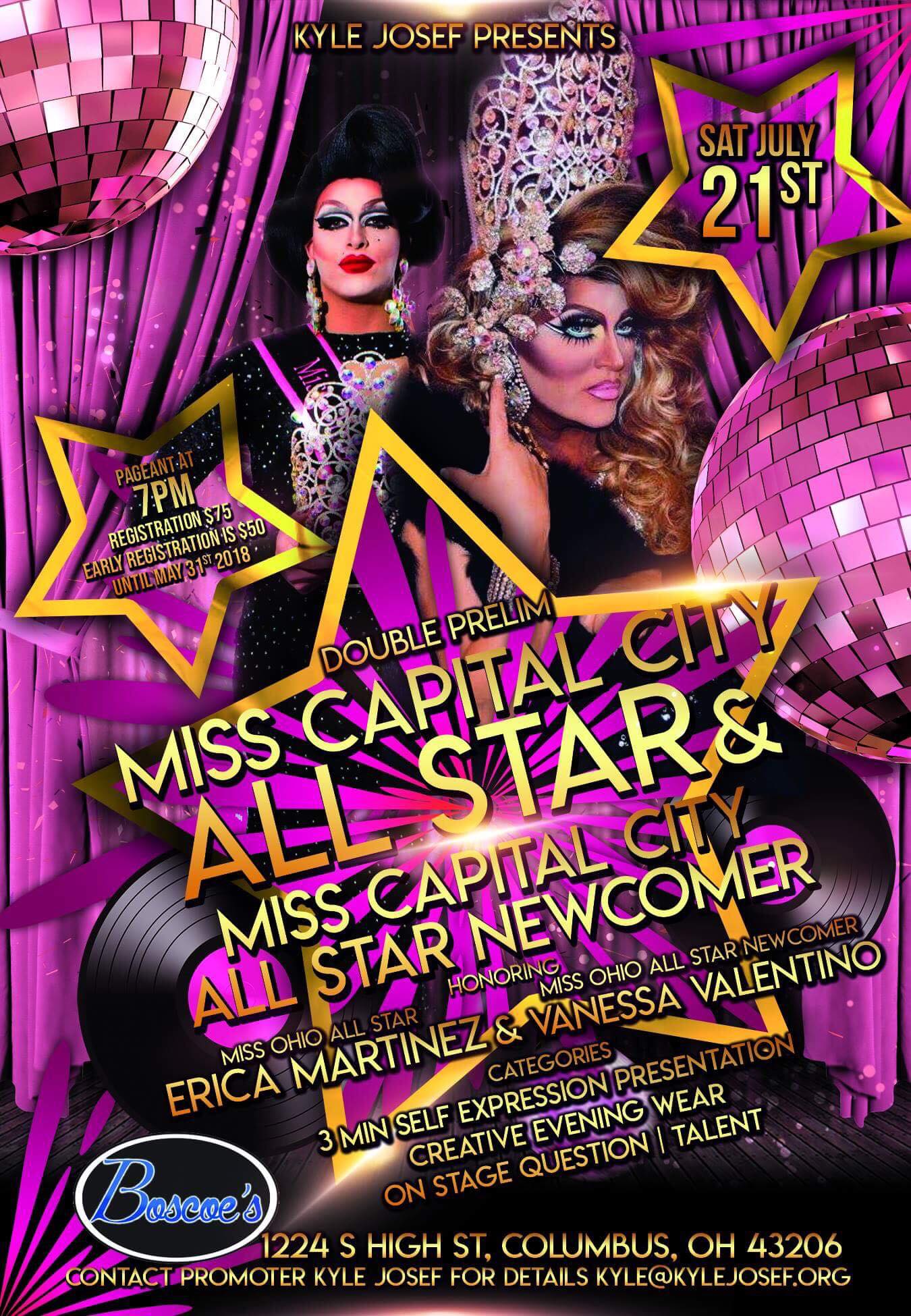 Show Ad | Miss Capital City All-Star and Miss Capital City All-Star Newcomer | Boscoe's (Columbus, Ohio) | 7/21/2018