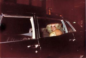 Divine arriving at Rudely Elegant in Columbus, Ohio. Photo by Randy Steele (1983)