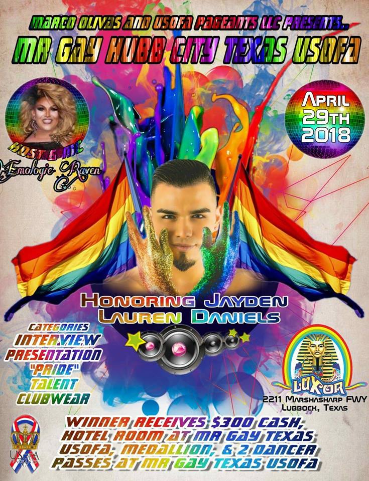 Show Ad | Mr. Gay Hub City USofA | Luxor (Lubbock, Texas) | 4/29/2018