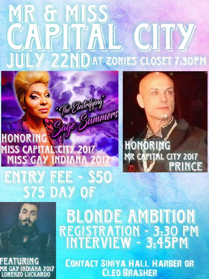 Ad | Mr. and Miss Gay Capital City | Zonie's Closet (Indianapolis, Indiana) | 7/22/2018