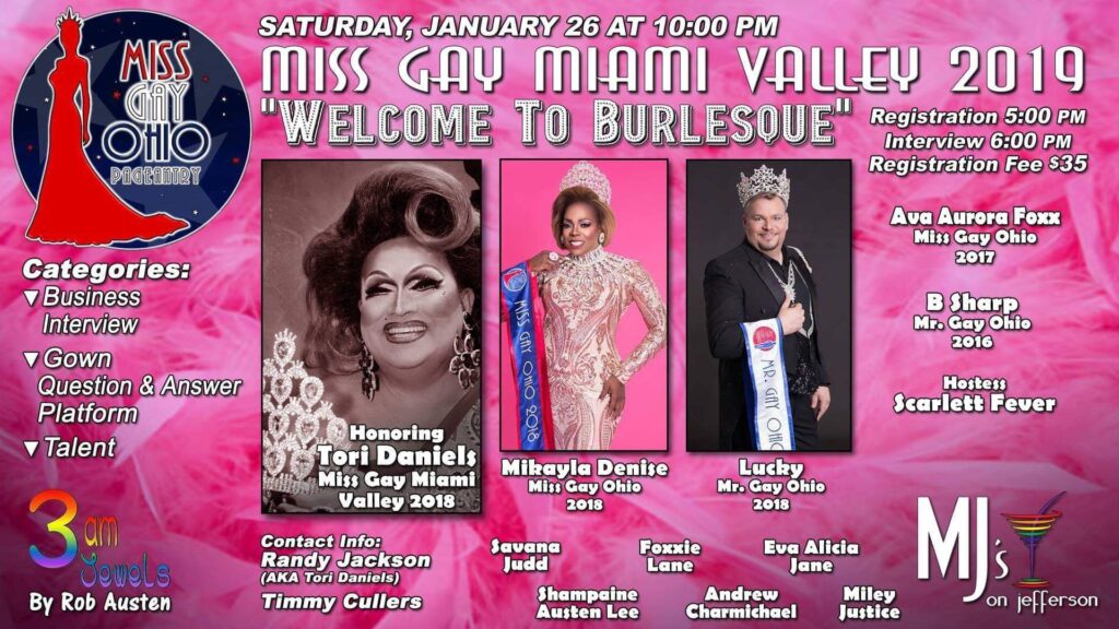 Ad | Miss Gay Miami Valley Ohio | MJ's on Jefferson (Dayton, Ohio) | 1/26/2019