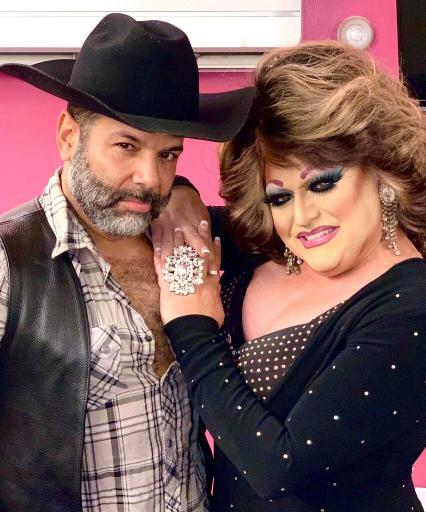 Sterling Johnson and Paige Passion pose before their number "Islands In The Stream" by Kenny Rogers and Dolly Parton | Boscoe's (Columbus, Ohio) | October 2019