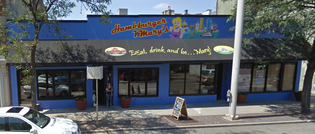 This building here at 909 Vine Street in Cincinnati, Ohio was once the home to Hamburger Mary's. This is as it appeared in a August 2009 Google Street View capture.