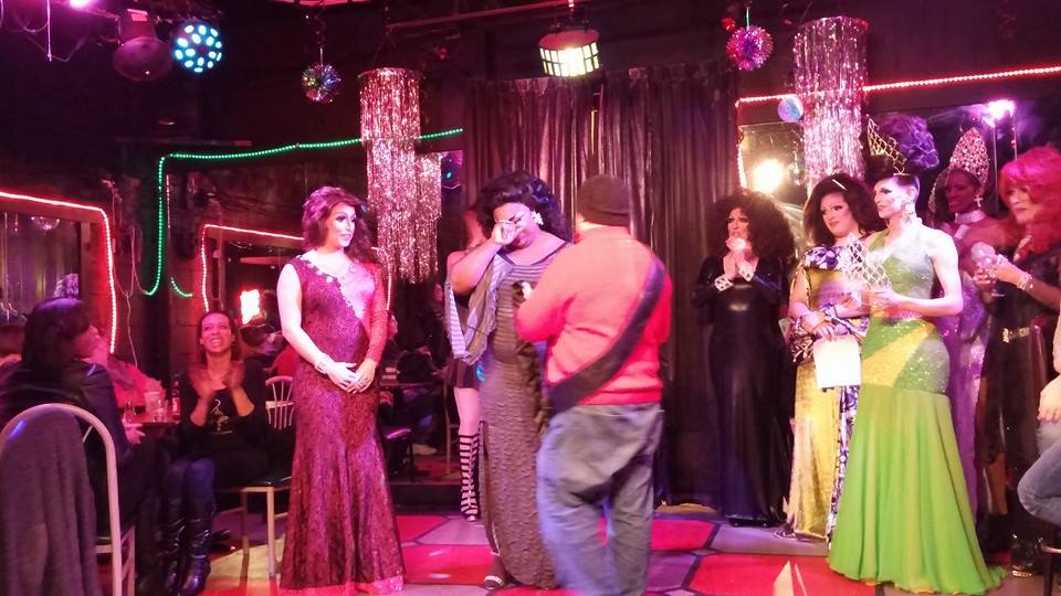 Daray Lorez is announced the Miss Diesel.  Ferrah Sexton is on the left.  On the right are Samantha Rollins, Amanda Sue Punchfuk, Jaymee Sexton, Destiny Fayte and Unknown  |  Miss Diesel | Diesel Bar & Nightclub (Springfield, Ohio) | 1/24/2015