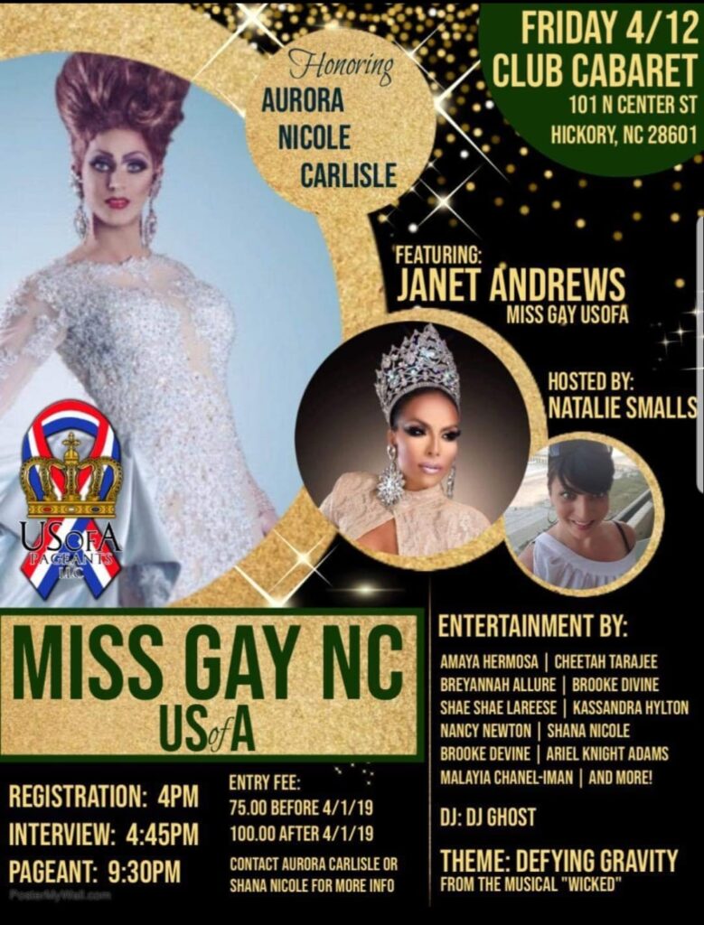 Ad | Miss Gay North Carolina USofA | Club Cabaret (Hickory, North Carolina) | 4/12/2019
