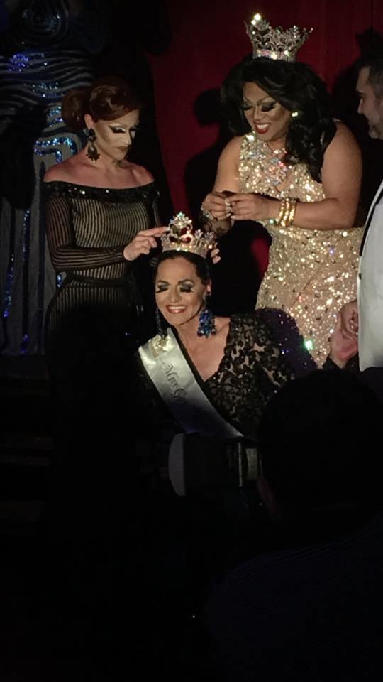 Kelly Ray being crowned Miss Gay New York America 2017 with Aida Stratton (left) and Suzy Wong (right) | Miss Gay New America | Hudson Terrace (New York, New York) | 7/24/2017