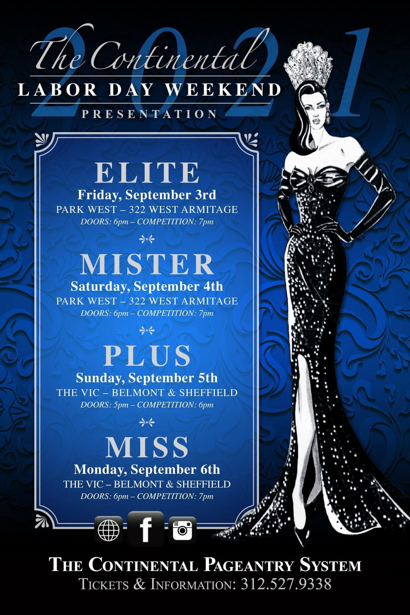 Ad | Miss Continental Elite, Mr. Continental, Miss Continental Plus and Miss Continental | Park West and The Vic (Chicago, Illinois) | 9/3-9/6/2021