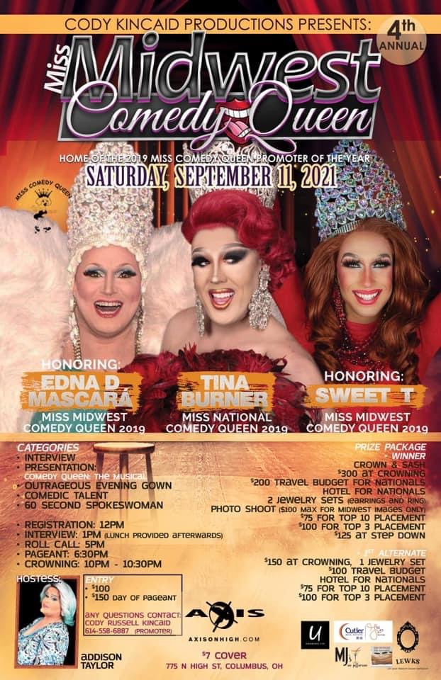 Ad | Miss Midwest Comedy Queen | Axis Nightclub (Columbus, Ohio) | 9/11/2021