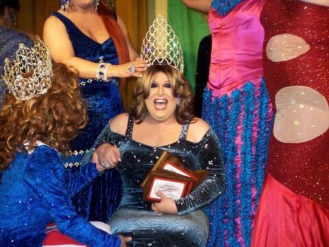 Alexis Stevens is crowned the next Miss Gay Ohio USofA at Large. Holding Alexis' hand is Joey Wynters (who was the reining Miss Gay Ohio USofA) | Miss Gay Ohio USofA at Large | Axis Nightclub (Columbus, Ohio) | Circa 2007