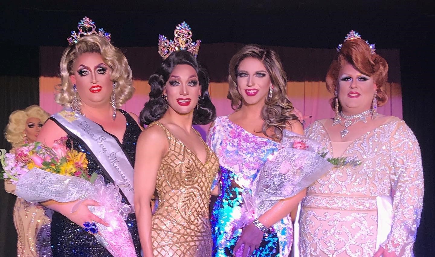 Aubrey Synclaire, Pattaya Hart, Madyson Andrews Steele and Brooklyn Alexander at Miss Gay Mississippi America | Bar 3911 (Jackson, Mississippi) | 10/16/2021 CROPPED