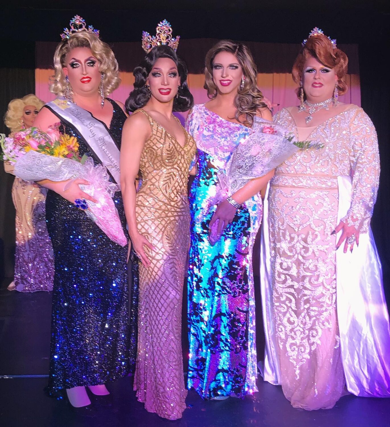 Aubrey Synclaire, Pattaya Hart, Madyson Andrews Steele and Brooklyn Alexander at Miss Gay Mississippi America | Bar 3911 (Jackson, Mississippi) | 10/16/2021