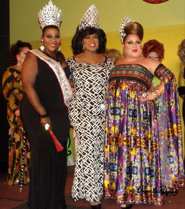Daray Lorez shortly after being crowned Miss Gay Ohio USofA at Large 2011. Tahjee Iman (Miss Gay USofA at Large) is left and Mercedes Tyler (Miss Gay Ohio USofA Large 2010) is right). | Miss Gay Ohio USofA at Large | Axis Nightclub (Columbus, Ohio) | 7/17/2011 [Photo by Queer Eye Photography]