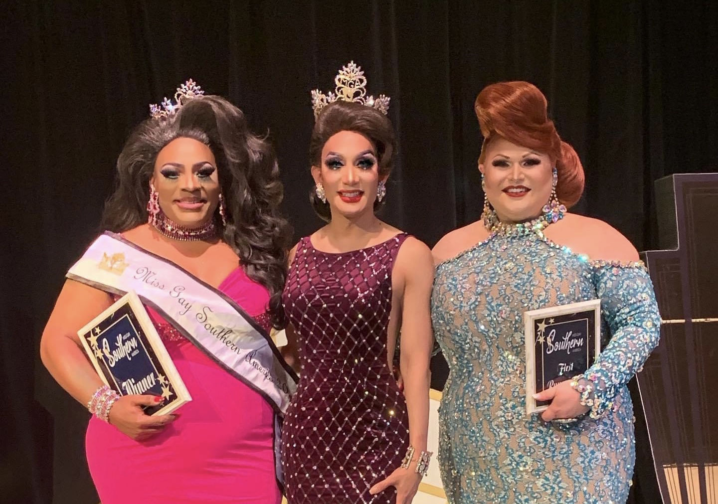 Chy’enne Valentino, Pattaya Hart and Shelita Bonet Hoyle at Miss Gay Southern America | Out Front Theatre Company (Atlanta, Georgia) | 7/24/2021 CROPPED