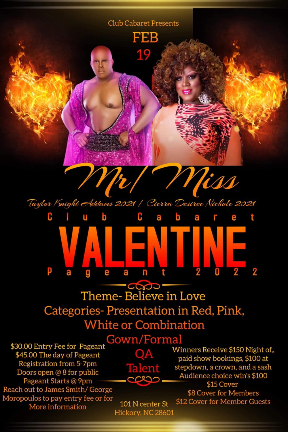 Ad | Mr. and Miss Cabaret Valentine | Club Cabaret (Hickory, North Carolina) | 2/19/2022