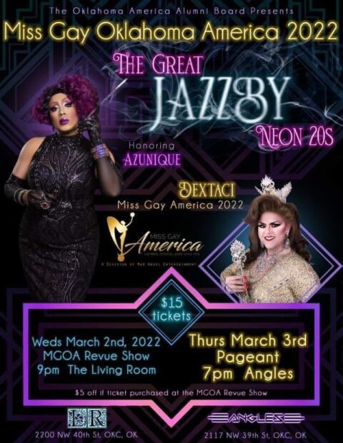 Ad | Miss Gay Oklahoma America | The Living Room and Angles (Oklahoma City, Oklahoma) | 3/2-3/3/2022