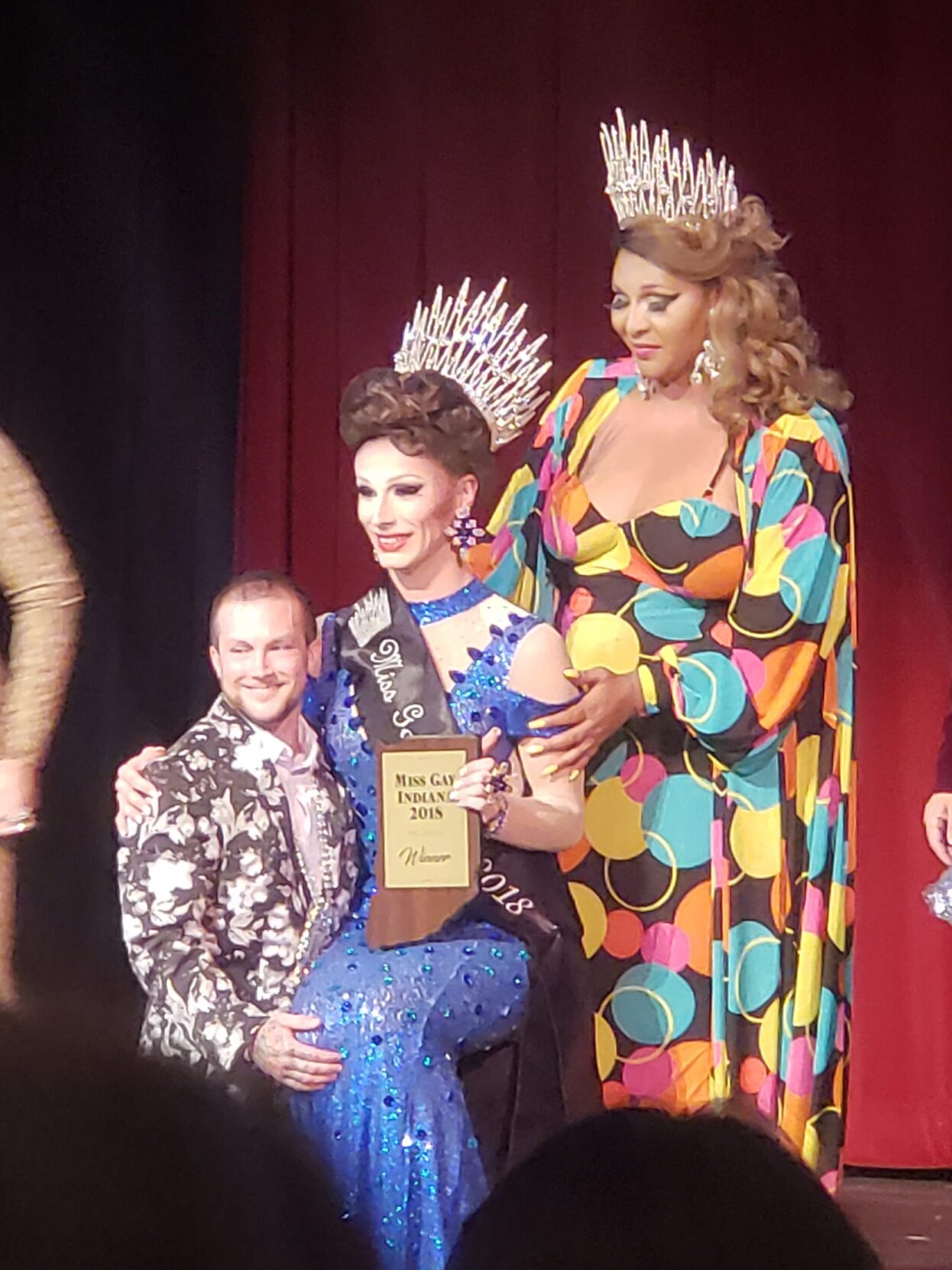 Sage Summers crowning Kassia Brookes the new Miss Gay Indiana 2018 as she was seated on the knee of Mr. Gay Indiana, Lil D'Licious. | Miss Gay Indiana Pageant | the Athenaeum Foundation (Indianapolis, Indiana) | 9/21/2018