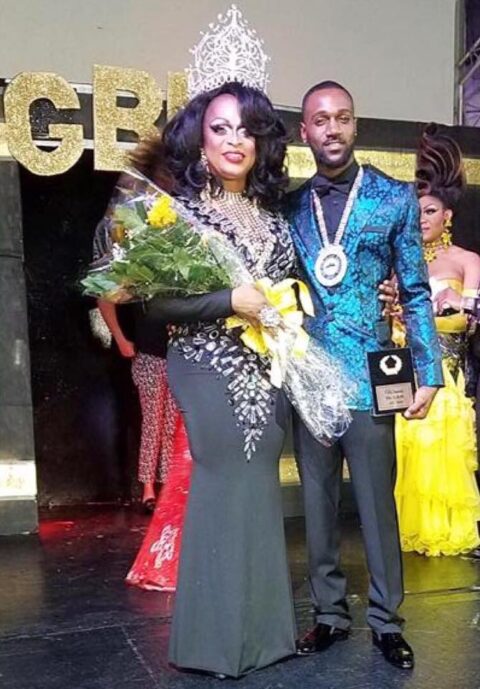 Kennedy Davenport and Zavior Dickerson Dupree after capturing the title of Mr. and Miss Gay Black Houston | Club 2020 (Houston, Texas) | 4/9/2017