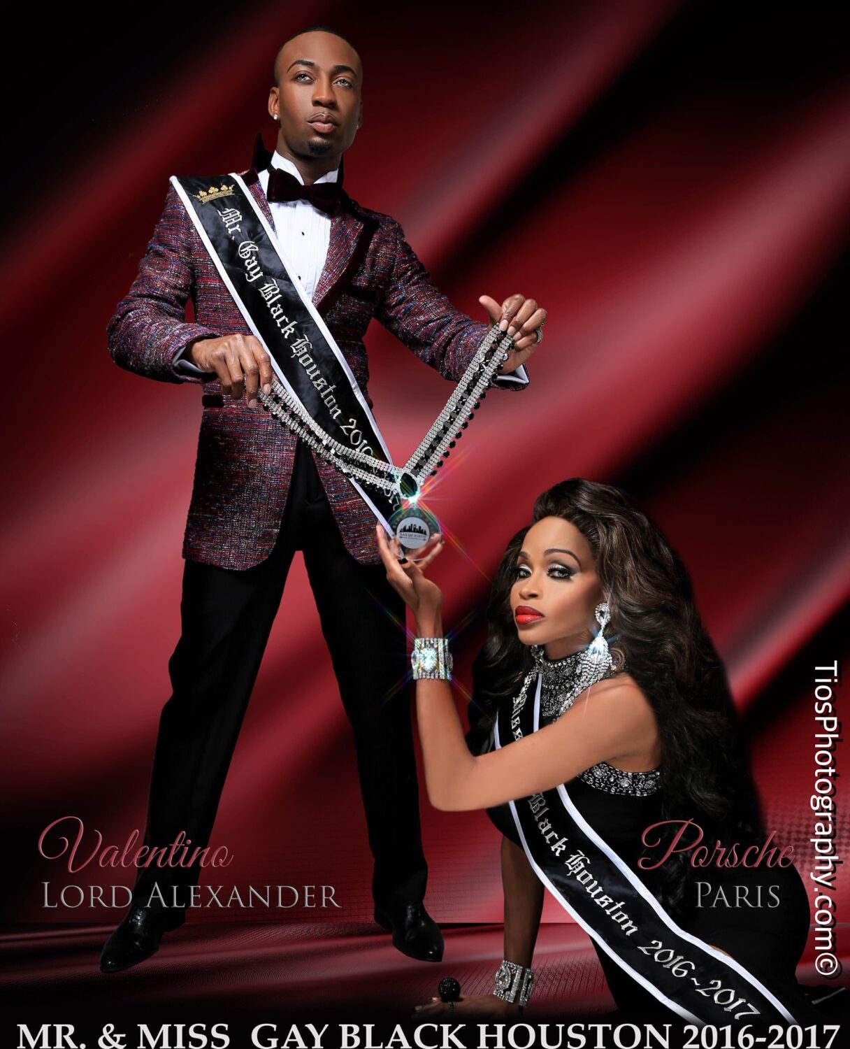 Valentino Lord Alexander (Mr. Gay Black Houston 2016) and Porsche Paris (Miss Gay Black Houston 2016) | Photo by Tios Photography