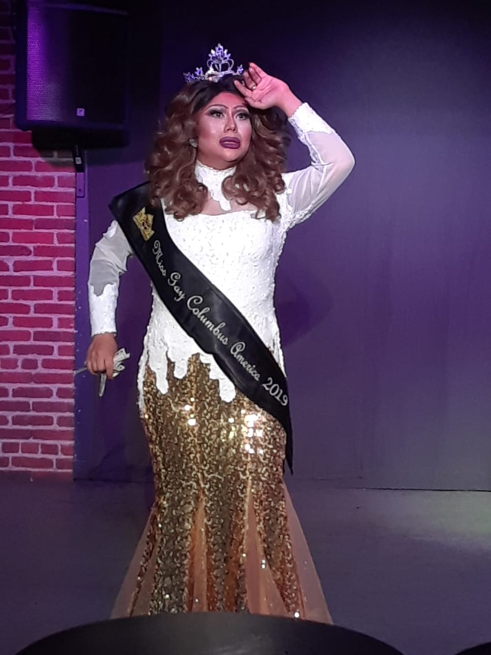 Hiliana Perez during her crowning number after being crowned Miss Gay Columbus America 2019 | Miss Gay Columbus America Pageant | The Barracks at A.W.O.L. (Columbus, Ohio) | 5/31/2019