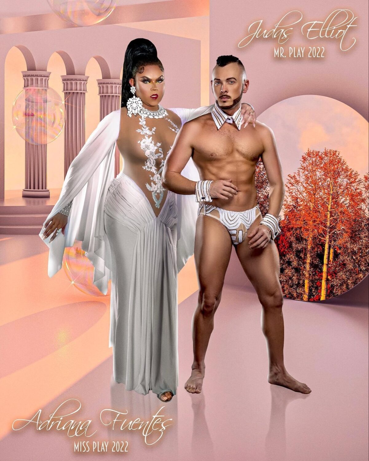 Adriana Fuentes (Miss Play 2022) and Judas Elliot (Mr. Play 2022) | Photo by the Drag Photographer | Photo Edit by Ethan M. Cross Studios