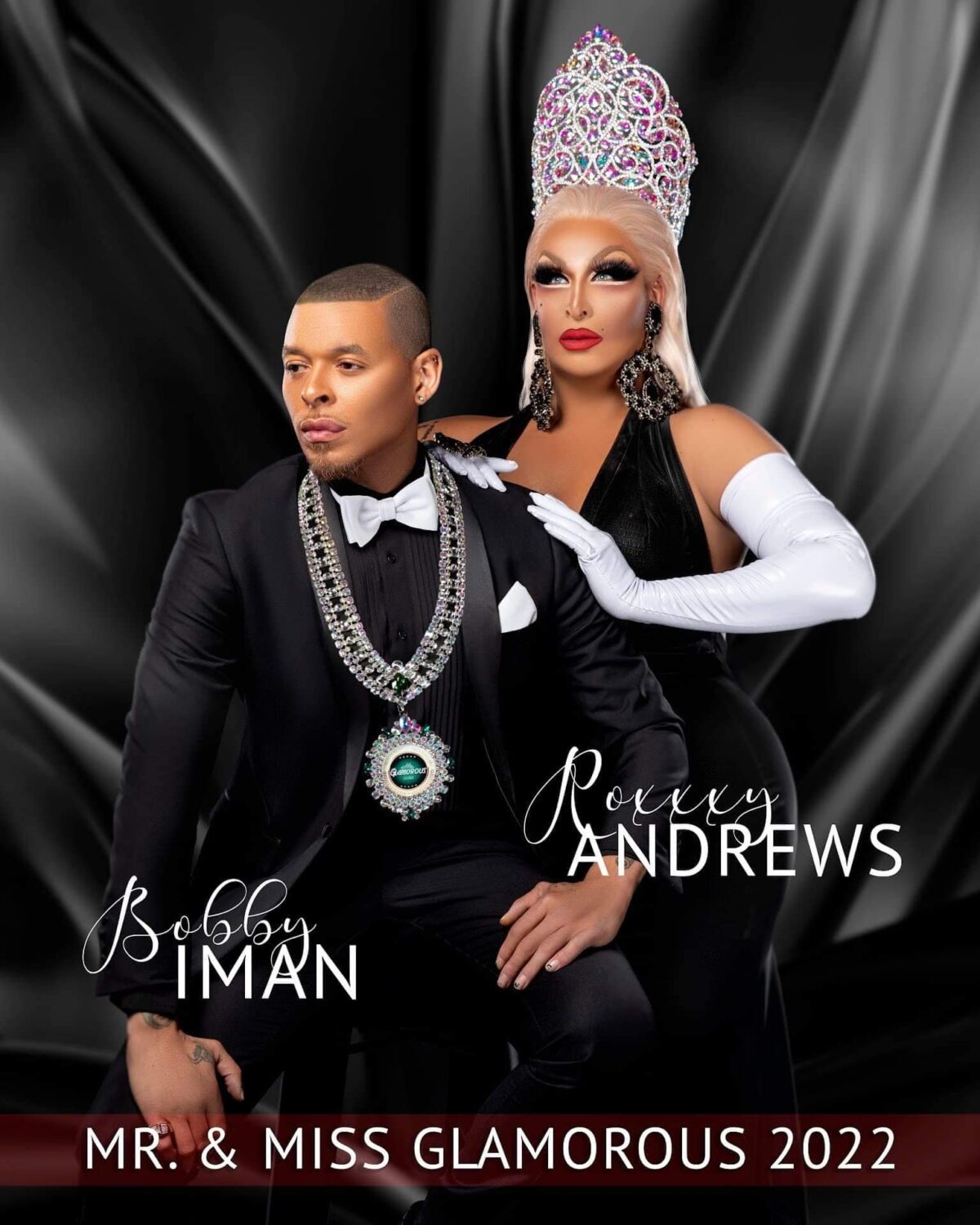 Bobby Iman (Mr. Glamorous 2022) and Roxxxy Andrews (Miss Glamorous 2022) 