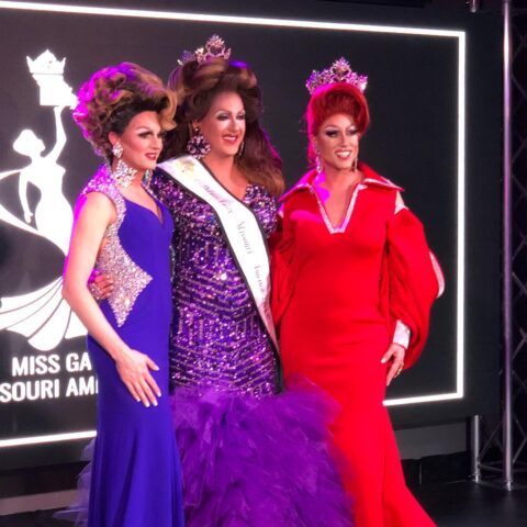 MaKena Knight (1st Alternate to Miss Gay Missouri America 2018), Janessa Highland (Miss Gay Missouri America 2018) and Deva Station (Miss Gay America 2018) | Miss Gay Missouri America Pageant | Hamburger Mary's (St. Louis, Missouri) | 4/7/2018