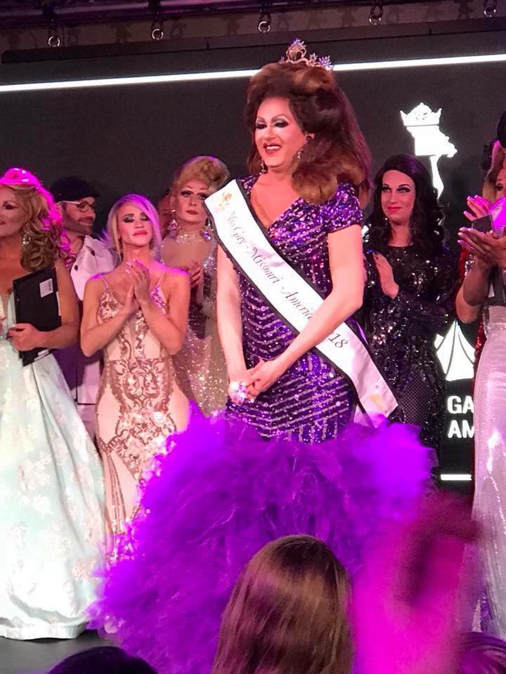 Janessa Highland shortly after being crowned Miss Gay Missouri America 2018. | | Miss Gay Missouri America Pageant | Hamburger Mary's (St. Louis, Missouri) | 4/7/2018