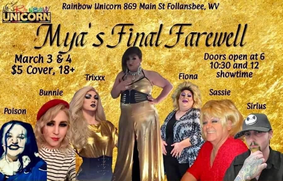Ad | Mya's Final Farewell | Rainbow Unicorn (Follansbee, West Virginia) | 3/3-3/4/2023