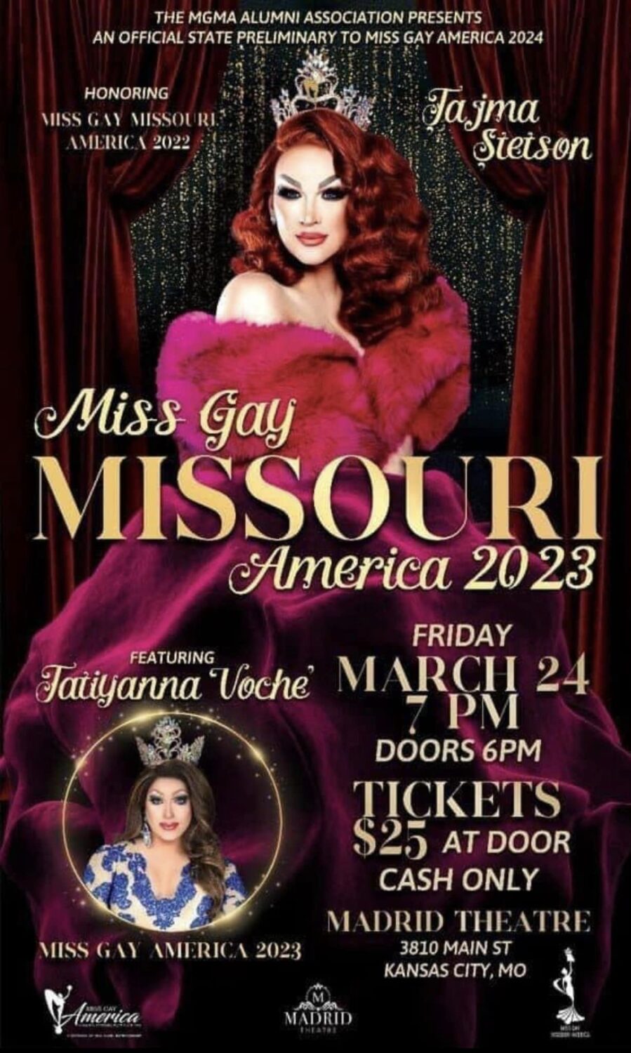 Ad | Miss Gay Missouri America | Madrid Theatre (Kansas City, Missouri) | 3/24/2023