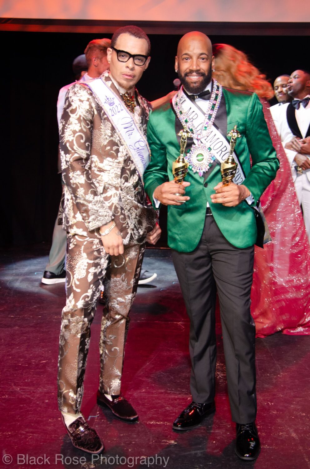 Bobby Iman (Mr. Glamorous 2022) and Antonio Edwards (Mr. Glamorous 2023) | Mr. Glamorous Pageant | The Plaza Live (Orland, Florida) | 3/19/2023 | Photo by Black Rose Photography