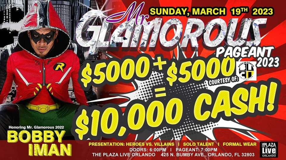 Ad | Mr. Glamorous Pageant | The Plaza Live (Orland, Florida) | 3/19/2023